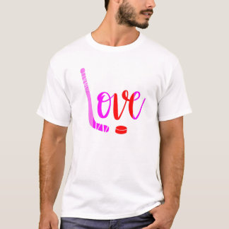 I Love Hockey Valentines Day Ice Winter Sport Funn T-Shirt