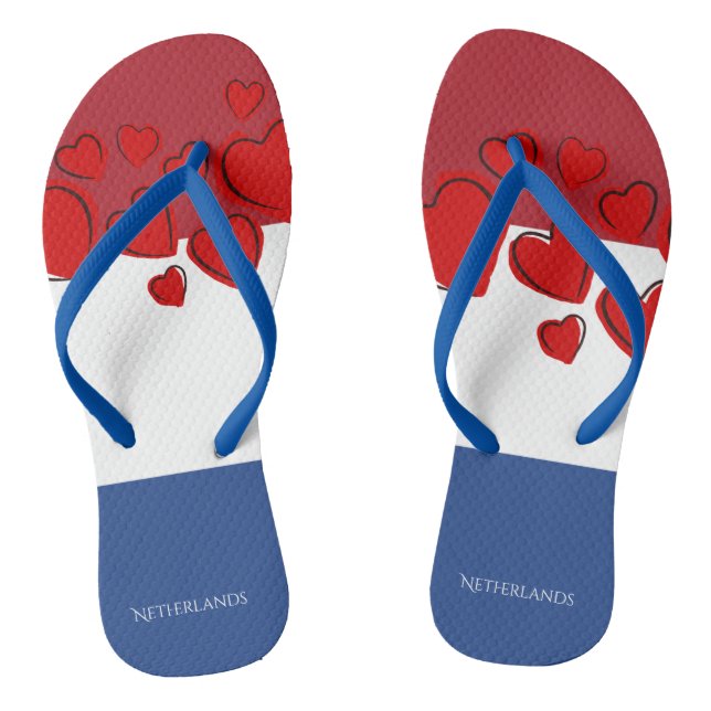 I Love Holland, Flag of the Netherlands Flip Flops (Footbed)