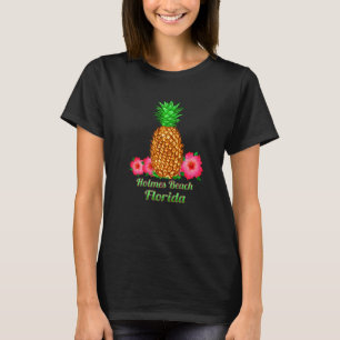 I Love Holmes Beach Florida Fl Pineapple Floral T-Shirt
