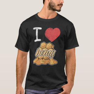I Love Honey Beekeeper Beekeeping Honeycomb T-Shirt