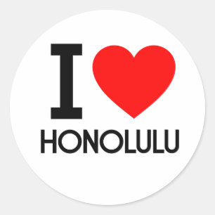 I Love Honolulu Classic Round Sticker