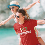I Love Honolulu Cute Hawaiian Hibiscus Flower T-Shirt<br><div class="desc">I love Honolulu. A cute heart shaped Hawaiian hibiscus flower decorates this lovely t-shirt for your seaside summer vacation to the beach in Hawaii.</div>