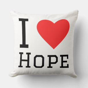 I love hope square sticker throw pillow