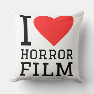 I love horror film throw pillow