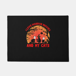 I Love Horror Movies And My Cats Kitten Scary Film Doormat
