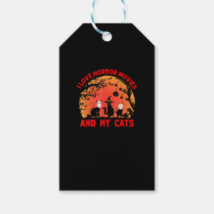 I Love Horror Movies And My Cats Kitten Scary Film Gift Tags