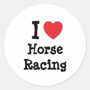 I love Horse Racing heart custom personalized Classic Round Sticker