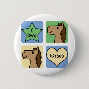 I Love Horses 2 Inch Round Button