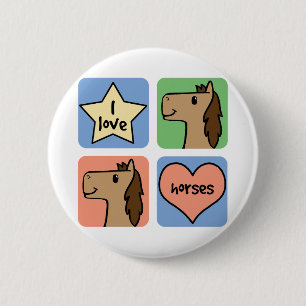 I Love Horses 2 Inch Round Button