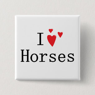 I Love Horses 2 Inch Square Button