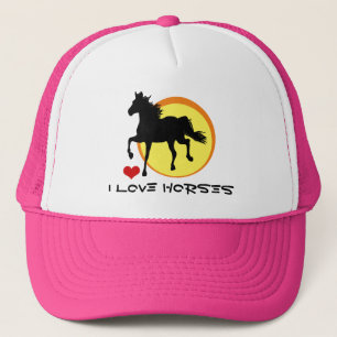I Love Horses & Black Horse Running / Horticulture Trucker Hat