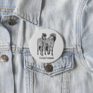 I love horses! Cute Icelandic ponies  3 Inch Round Button