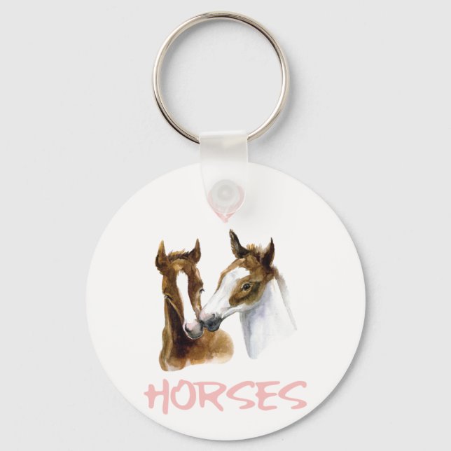 I Love Horses Portrait Keychain (Front)