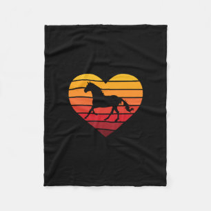 I Love Horses Retro Heart Fleece Blanket