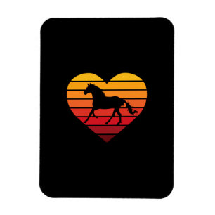 I Love Horses Retro Heart Magnet