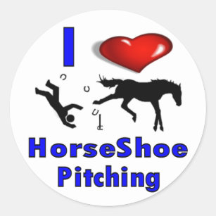 I Love HorseShoe Pitching Classic Round Sticker
