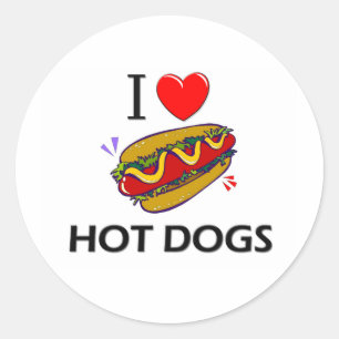 I Love Hot Dogs Classic Round Sticker