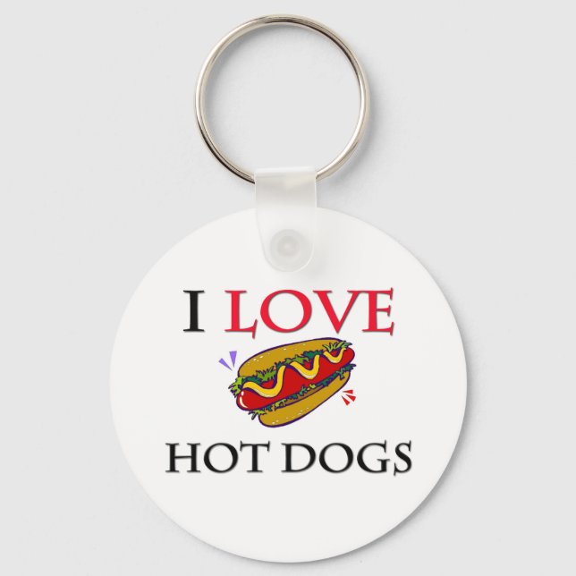 I Love Hot Dogs Keychain (Front)