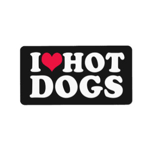 I Love Hot Dogs Rectangular  Label