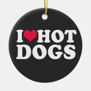 I Love Hot Dogs  T-Shirt Ceramic Ornament