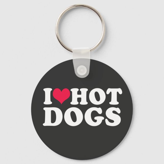 I Love Hot Dogs  T-Shirt Keychain (Front)