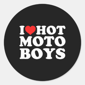 I Love Hot Moto Classic Round Sticker
