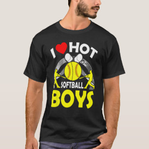 I Love Hot Softball Boys Fathers Day T-Shirt