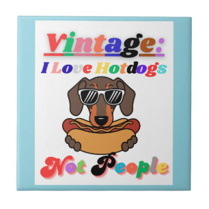 I Love Hotdogs,not People Tile