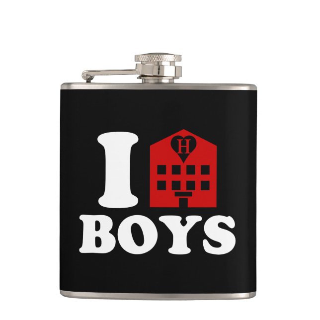 I Love Hotel Boys Hip Flask (Front)