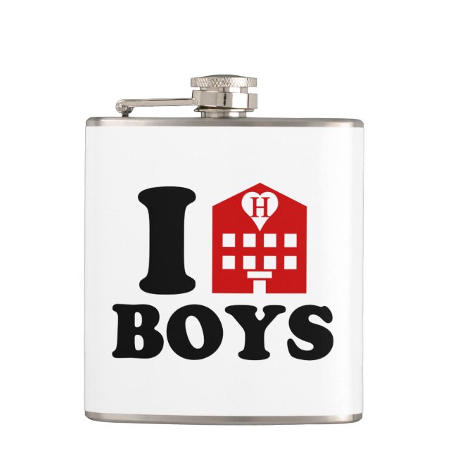 I Love Hotel Boys Hip Flask (Front)