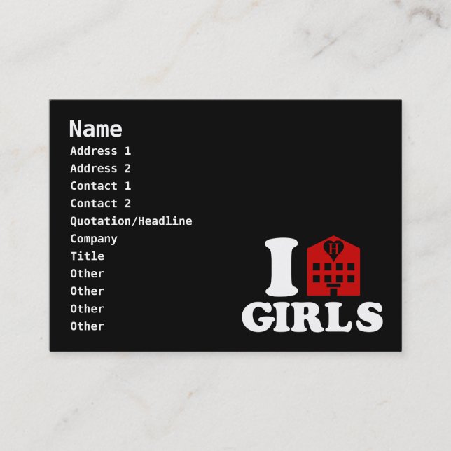 I Love Hotel Girls Business Card (Front)