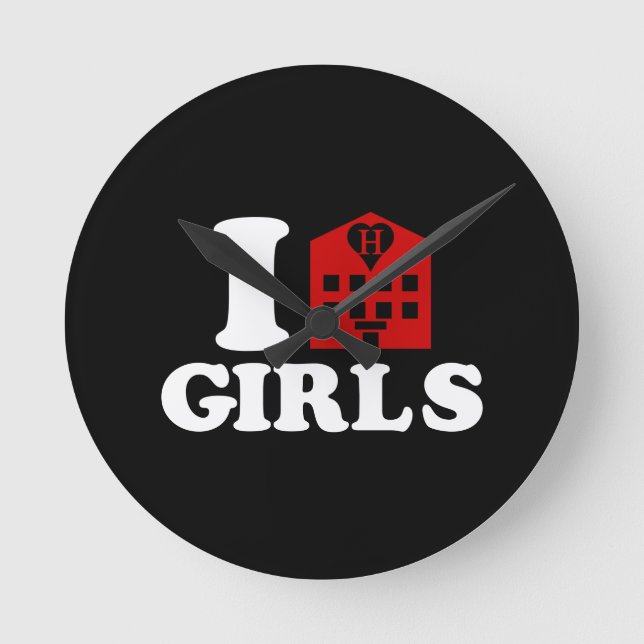 I Love Hotel Girls Round Clock (Front)