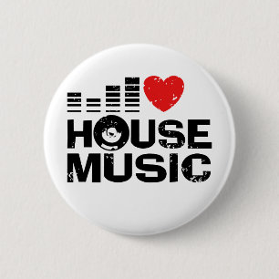 I Love House Music 2 Inch Round Button