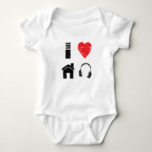 I Love House Music Baby Bodysuit