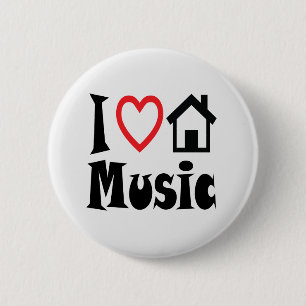 I Love House Music Button