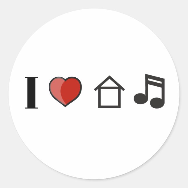 I Love House Music Classic Round Sticker (Front)