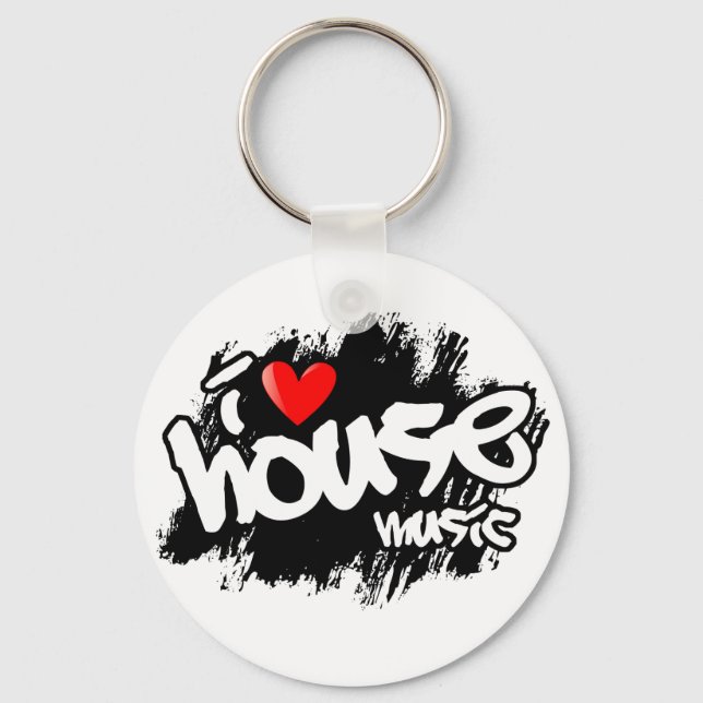 I Love House Music Keychain (Front)