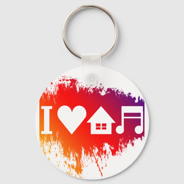 I love house music keychain (Front)