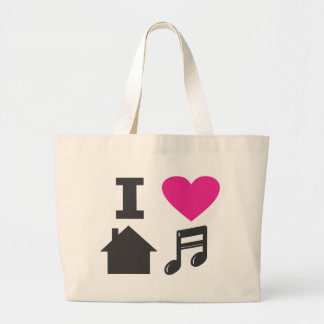 I love house music large tote bag