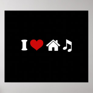 I Love House Music Poster Danse de la fête d'Ibi