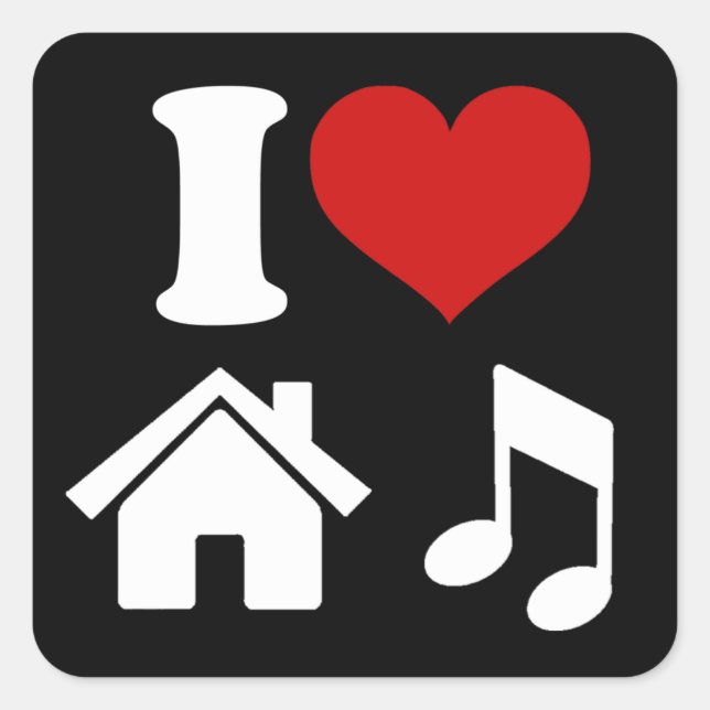I Love House Music Square Sticker (Front)
