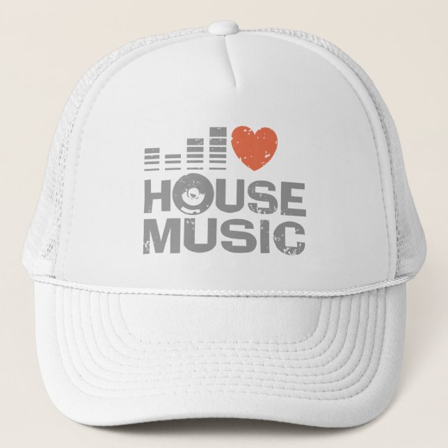 I Love House Music Trucker Hat (Front)