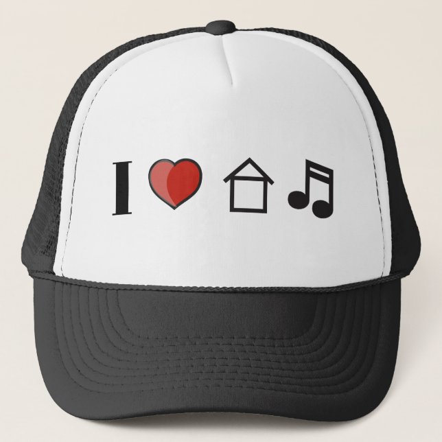 I Love House Music Trucker Hat (Front)