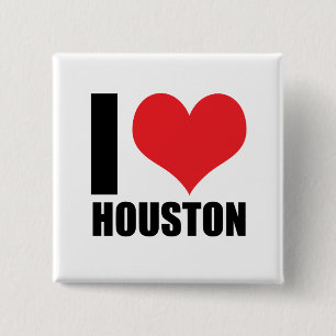 I love Houston 2 Inch Square Button