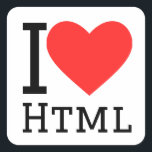 I love html square sticker<br><div class="desc">I love html ,  for code lovers</div>