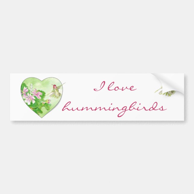 I love Hummingbirds, Bird Collection Bumper Sticker (Front)