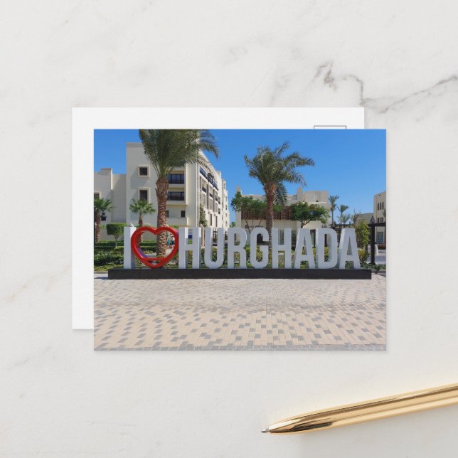 I love Hurghada Egypt Vacation Souvenir Photo Postcard (Front/Back In Situ)