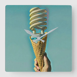 I love ice cream artwork square wall clock
