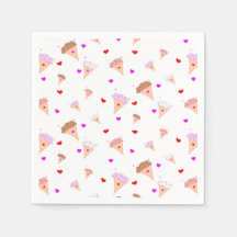 I Love Ice Cream, Cones Hearts Flavours Pattern