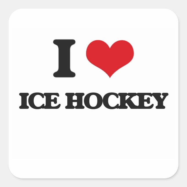 I love Ice Hockey Square Sticker (Front)